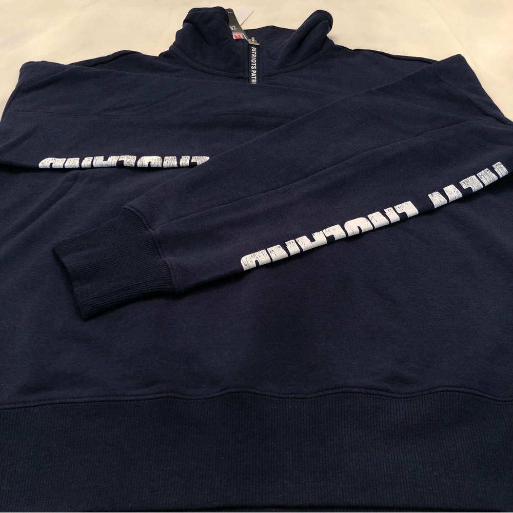 Navy NFL Team Apparel New England Patriots Half-Zip Pullover Sweatshirt, M/M - Picture 7 of 12